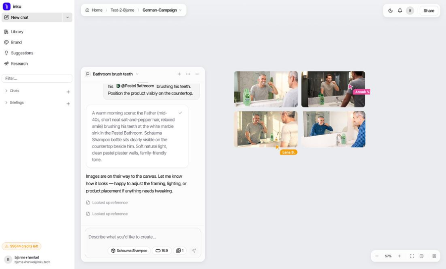 Chatting with Inku to ideate over the creative direction together